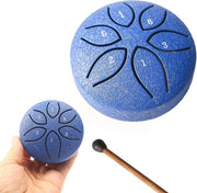 Mini Tamburo a Lingua di Acciaio - 3 pollici 6 tasti Tamburo a Mano di Acciaio - Strumento di Tamburo all'Aperto per la Pioggia - Per Campeggiare, Meditazione o Yoga (Blu)