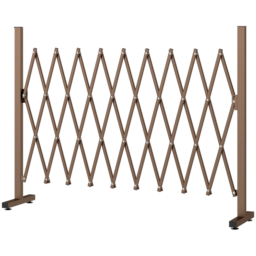 Recinzione per Giardino a Larghezza Regolabile, in Metallo e Alluminio, 250x31x103.5 cm, Marrone