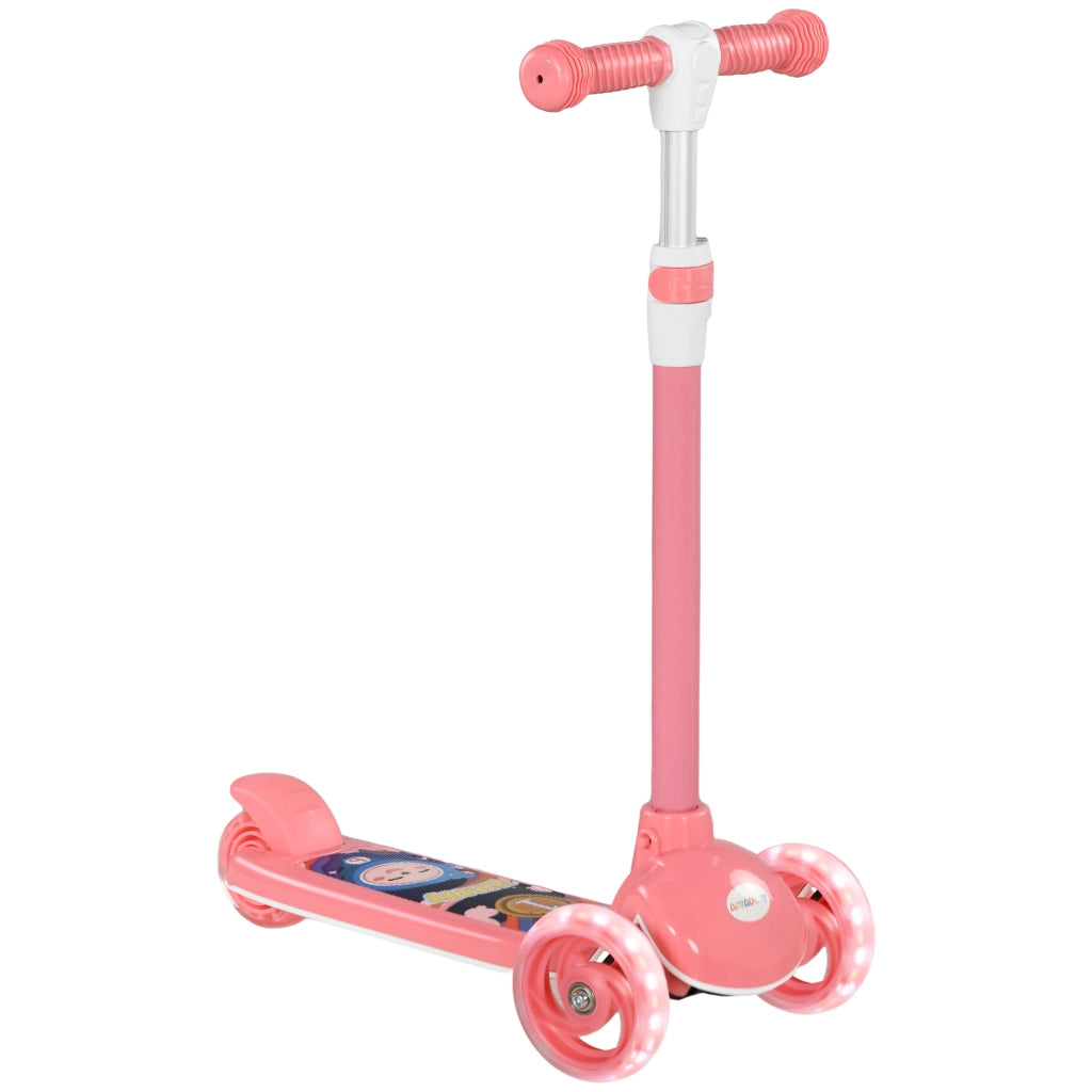 Pattinino Bambini 3 Ruote LED ¨C zephmum ¨C Rosa 52x29x63-76 cm