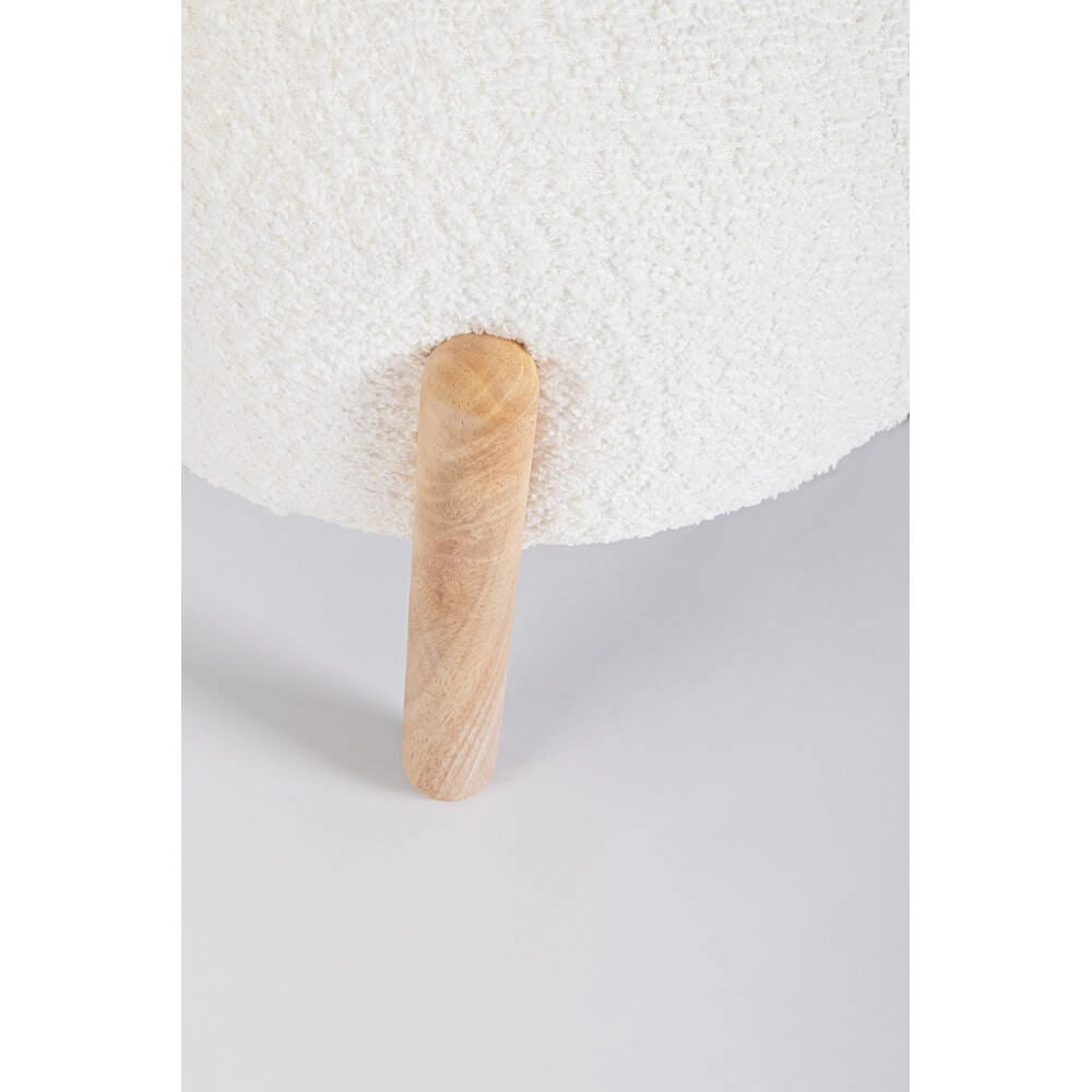 Sgabello imbottito in tessuto bouclé con gambe in legno - SIENNA