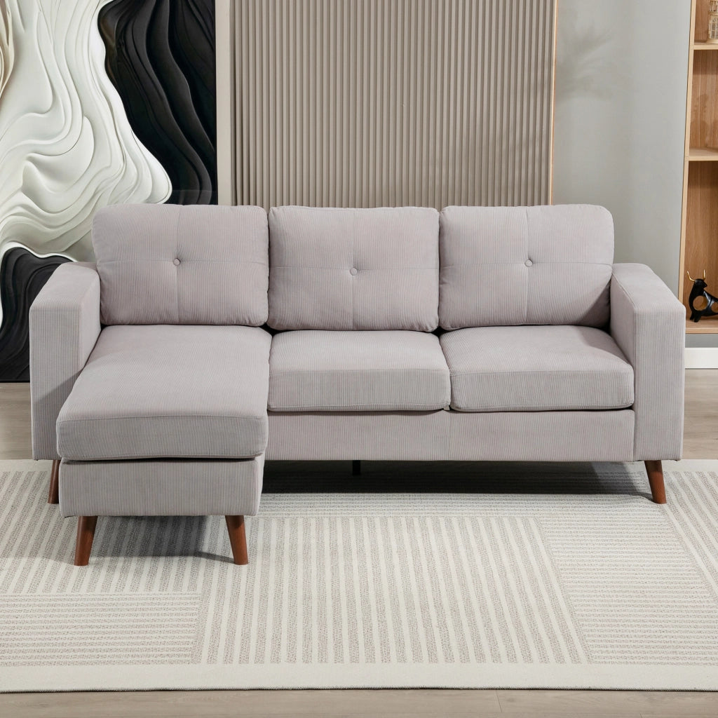 Divano angolare reversibile in velluto ¨C zephmum ¨C grigio chiaro 192x137x84cm