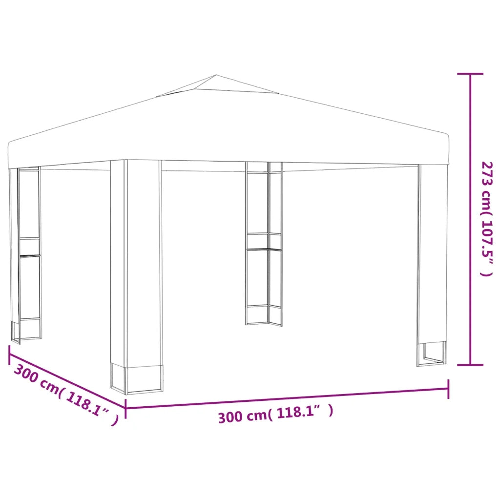 Gazebo con Tetto Doppio e Luci LED 3x3x2,7 m Grigio Talpa 3070303