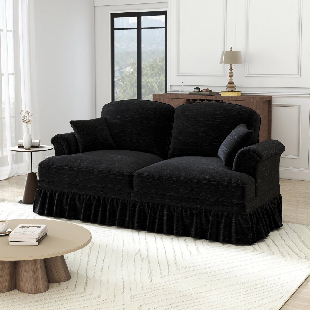 Divano 2 Posti - COSYHOMES - Stile Medievale Moderno, Tessuto Ciniglia, Fodera Volant Rimovibile