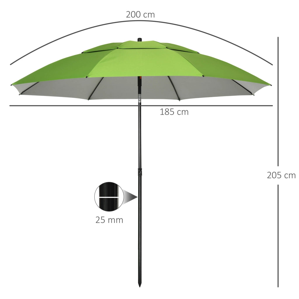 Ombrellone da Giardino Rotondo Inclinabile ¨C Xylo ¨C 8 Stecche Acciaio UV30 Verde