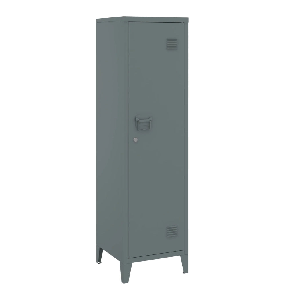 Mobiletto/scaffale in metallo con serratura 137 x 38 x 38 cm grigio scuro 03_0008947