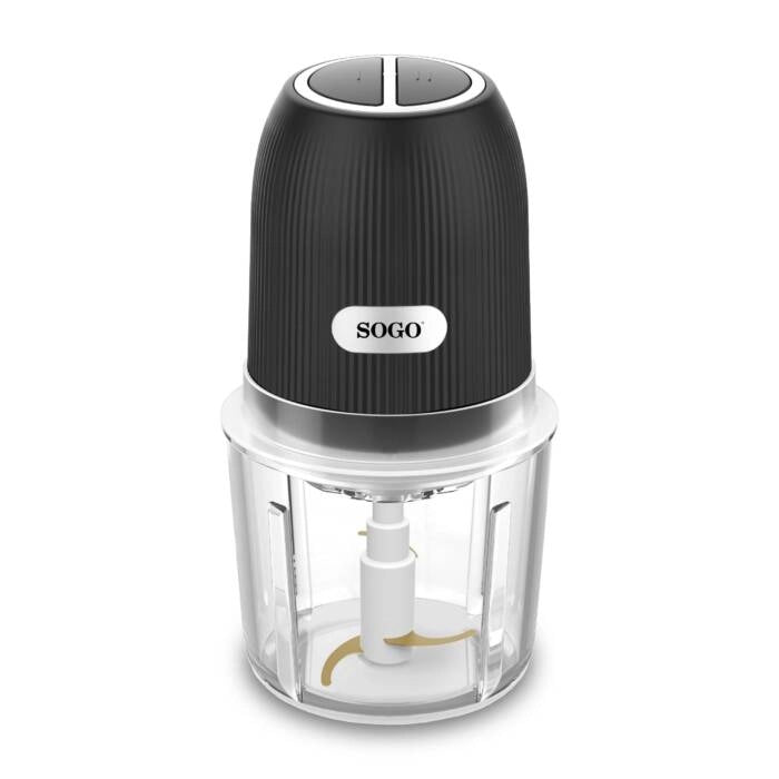 Tritatutto elettrico compatto 600ml 300W con 3 lame in titanio, 2 velocità e ciotola in vetro per cucina - Sogo