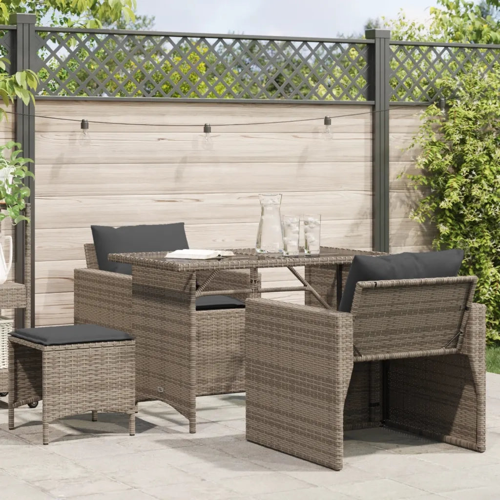 Set Divani da Giardino 4 pz con Cuscini in Polyrattan Grigio 366361