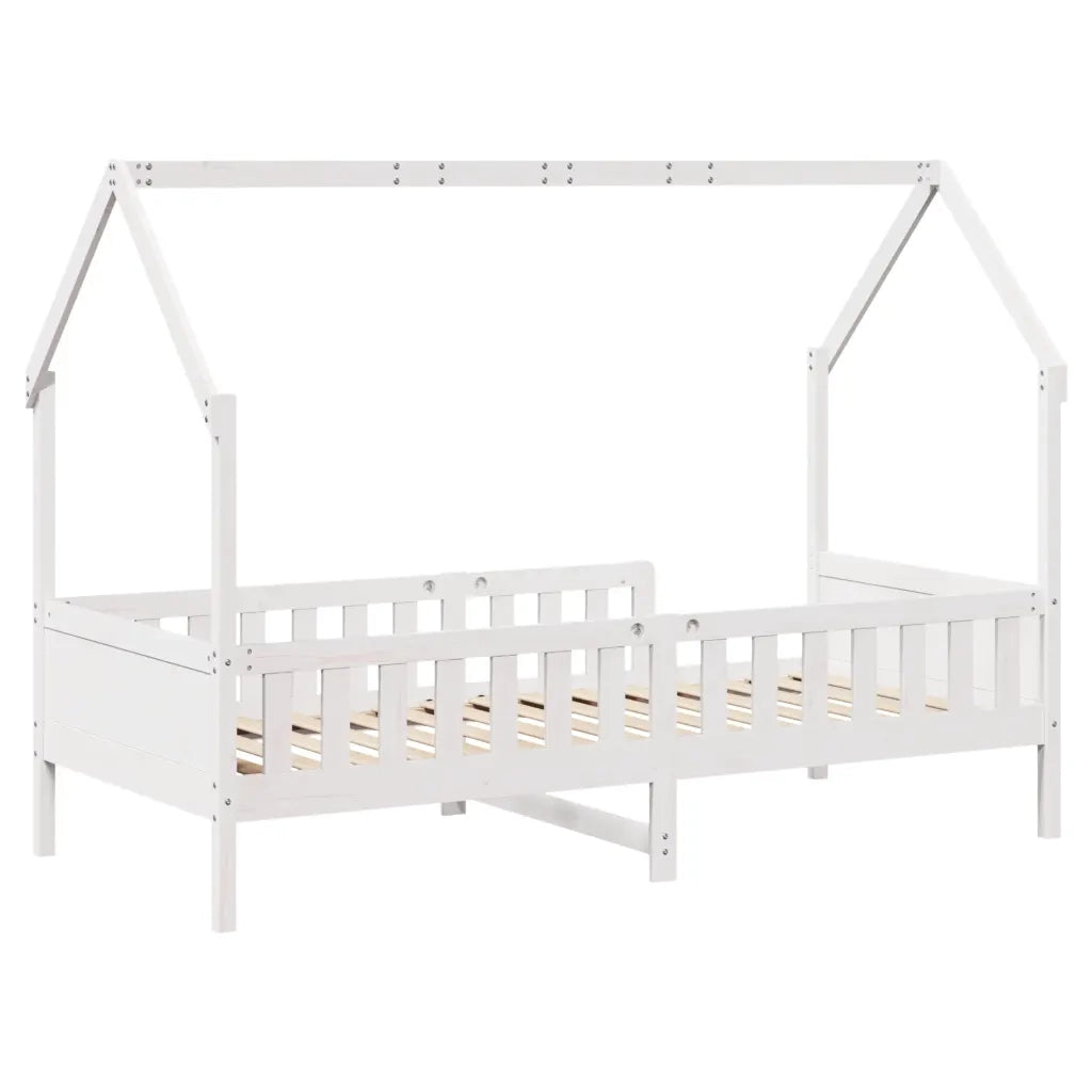 Giroletto Casetta Bambini Bianco 90x190 cm Legno Massello Pino