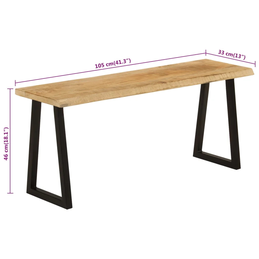 Panca con Bordi Vivi 105 cm in Legno Massello di Mango CFW1623556