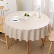 Tavolo con tovaglia in stile lino, idrorepellente, con effetto lotus, tovaglia in lino, tovaglia per tavolo con protezione contro macchie, diametro 140cm, colore beige