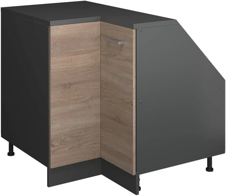 Mobile sottotetto Mobile angolare Rion, Sonoma, 75.6 x 81.6 cm con 1 porta, carcassa dell’armadio profondità 60 cm, adatto per il salvaspazio sotto tetti spioventi