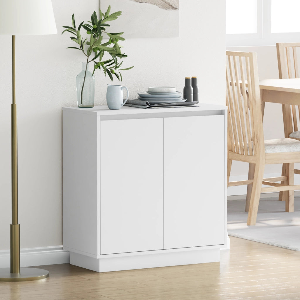 Sideboard LED Bianco - 71x34.5x75 cm, Fatto in legno ingegnerizzato