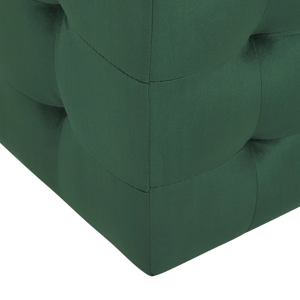 Panca per camera da letto con tappezzeria trapuntata in velluto verde ottomana con contenitore