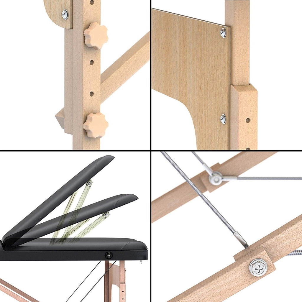 FENIXSHOP24 LETTINO MASSAGGIO PROFESSIONALE 3 ZONE,LETTINO ESTETISTA IN LEGNO DIMENSIONE XL 180 X 56 CM - LETTINI PER DA MASSAGGI PORTATILI PIEGHEVOLI COD-10