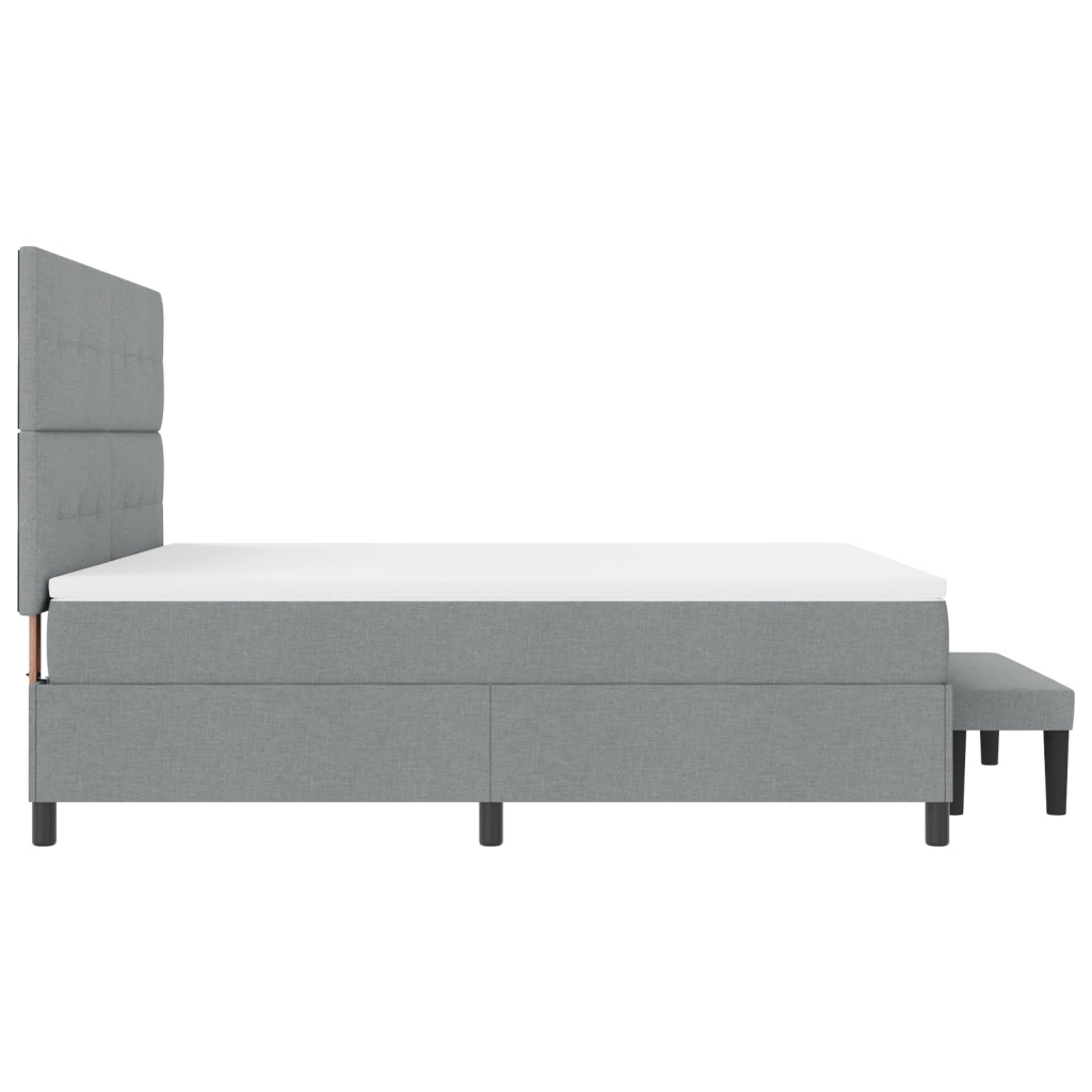 Letto con Box Spring con Materasso & Panchina Grigio Chiaro 180x200 cm Tessuto