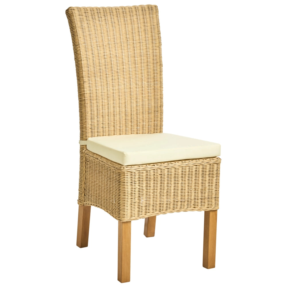 Set di 2 sedie da pranzo in rattan intrecciato con schienale alto per soggiorno colore naturale
