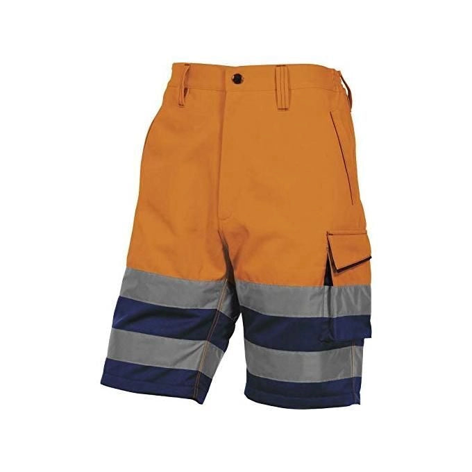 Deltaplus PHBE2OMGT Panostyle Bermuda da Lavoro Alta Visibilita' DPI Cat 2 5 Tasche Elastico in Vita colore Arancio Fluo