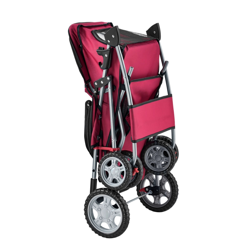 Passeggino Niceville per Cani e Gatti Fino a 15 kg Carrello Pieghevole - Rosso pro.tec