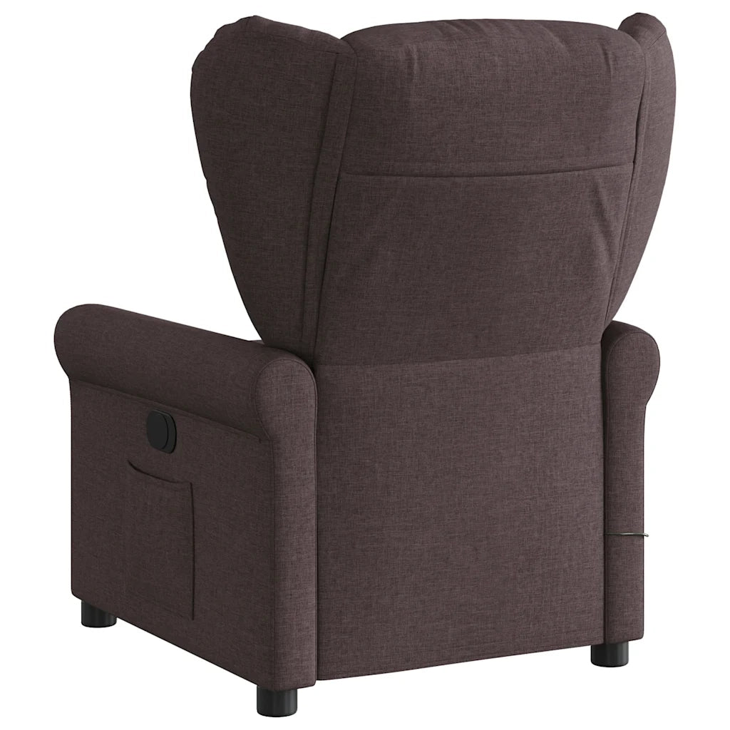 Divano Sedia-Poltrona Massaggio Reclinabile Elettrica Marrone Scuro Tessuto 522111