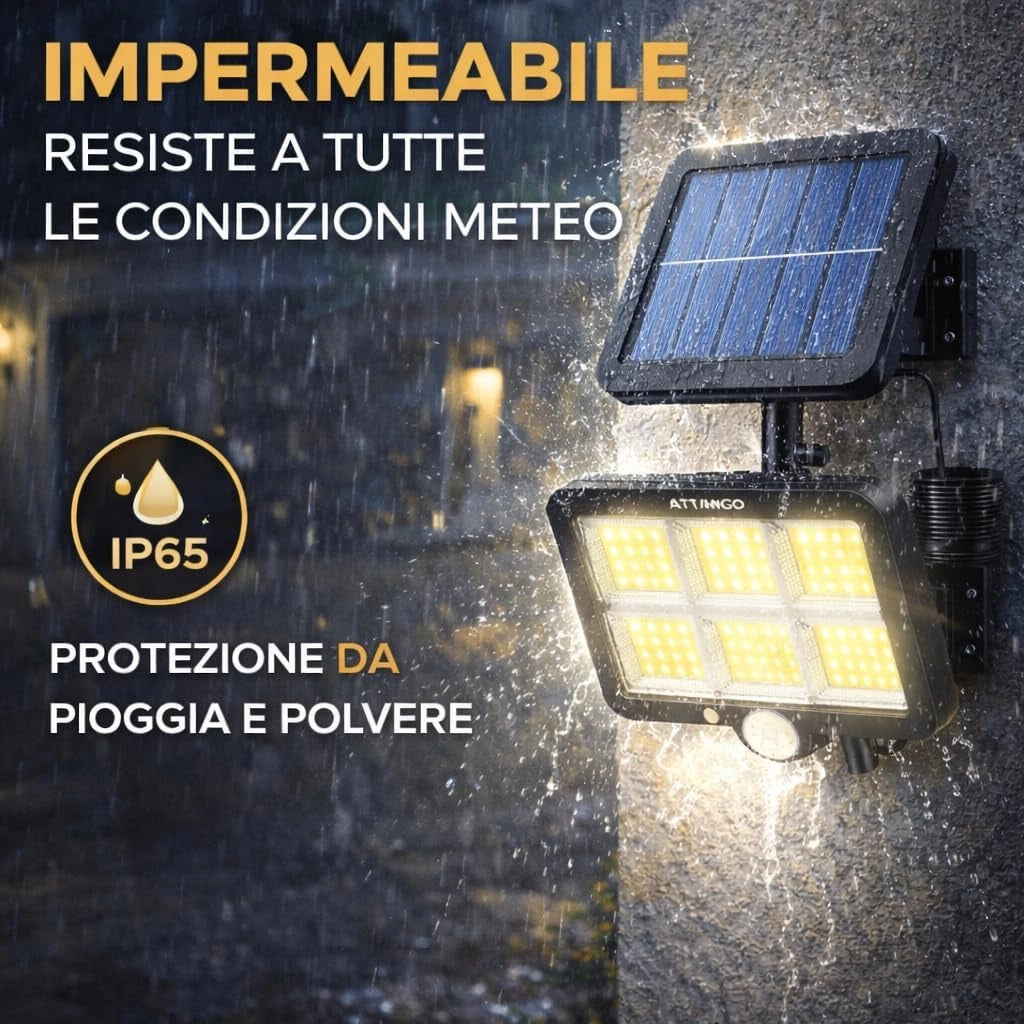 Faretti Solari LED da Esterno (2 Pezzi), 100 LED COB con Sensore di Movimento e Crepuscolare, Luce Solare Potente con Pannello Solare, Impermeabili IP65, Lampade Solari da Parete per Giardino, Garage.