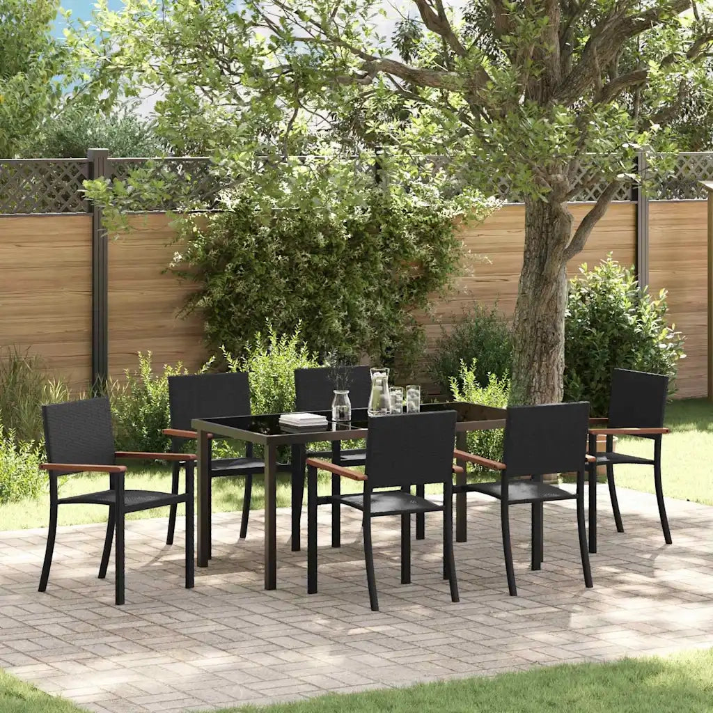 Set da Pranzo per Giardino 7 pcs Nero 3379419