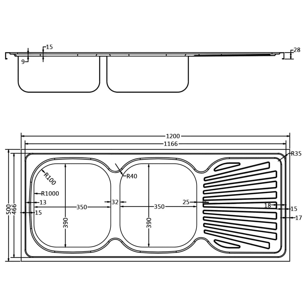Lavello da cucina a doppio lavello lavello da cucina da incasso lavello da incasso per interni domestici argento 120 x 50 cm acciaio inox 02_0002433