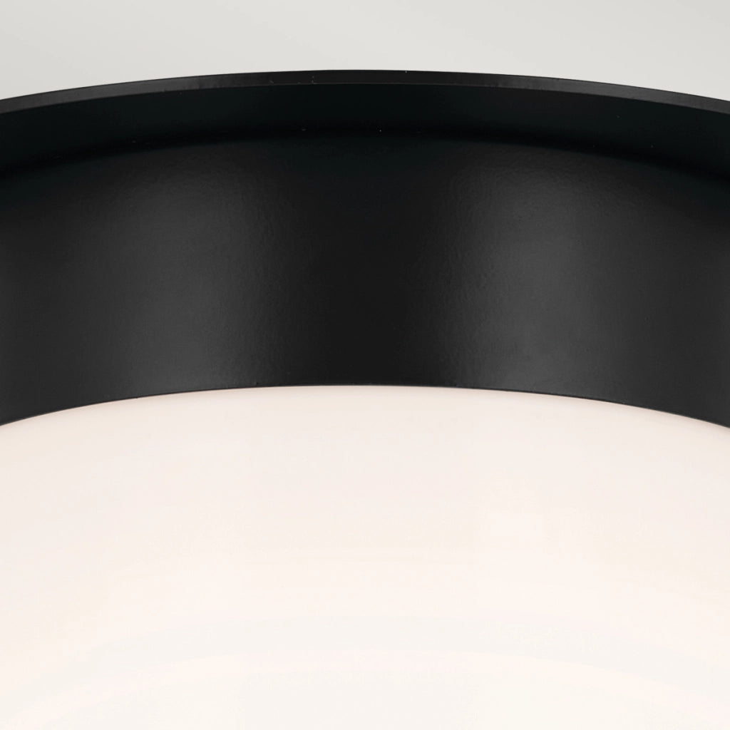 Plafoniera minimal nera vetro opale E27 40W Kichler