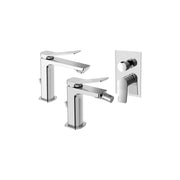 Paffoni set miscelatori lavabo, bidet scarico automatico e incasso doccia deviatore 2 vie cromato mod. Tilt