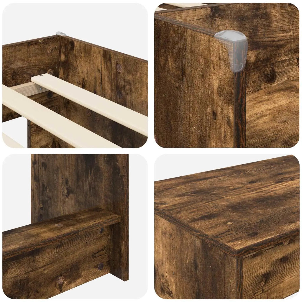 Struttura del Letto con Scrivania 2 pz Rovere Fumo 3423450