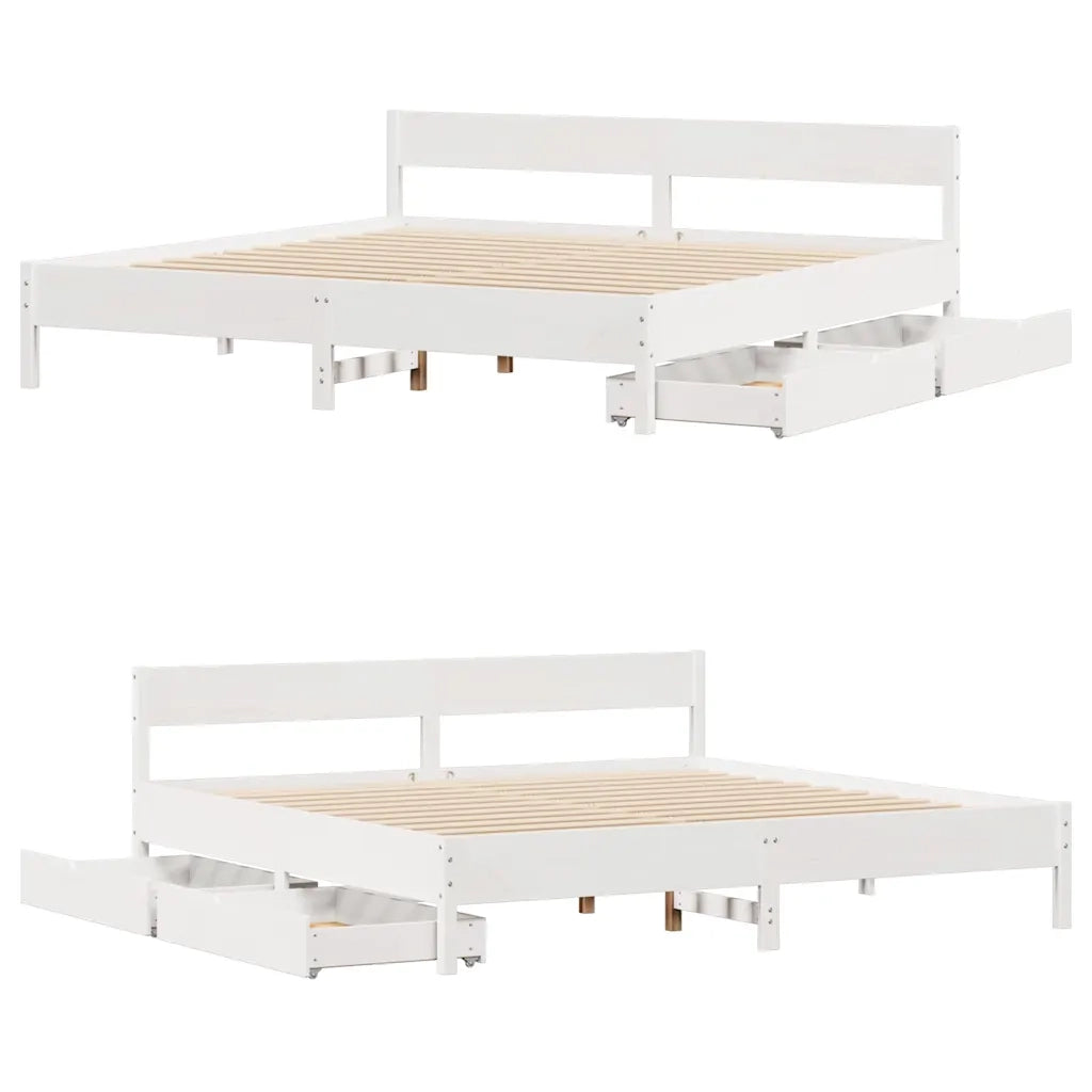 Letto senza Materasso Bianco 160x200 cm Legno Massello di Pino 3301744