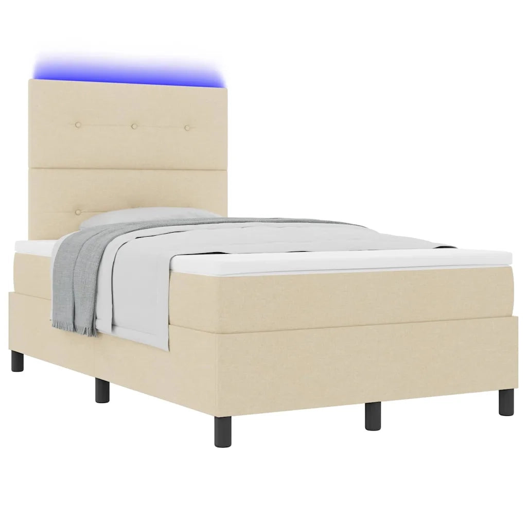 Letto a molle con materasso con led Crema 120 x 190 cm Tessuto
