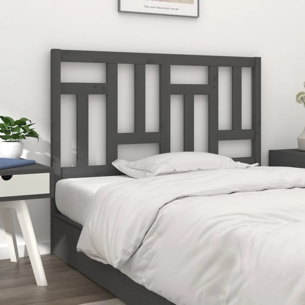 Testiera | Testata per Letto Grigia 125,5x4x100 cm Legno Massello di Pino