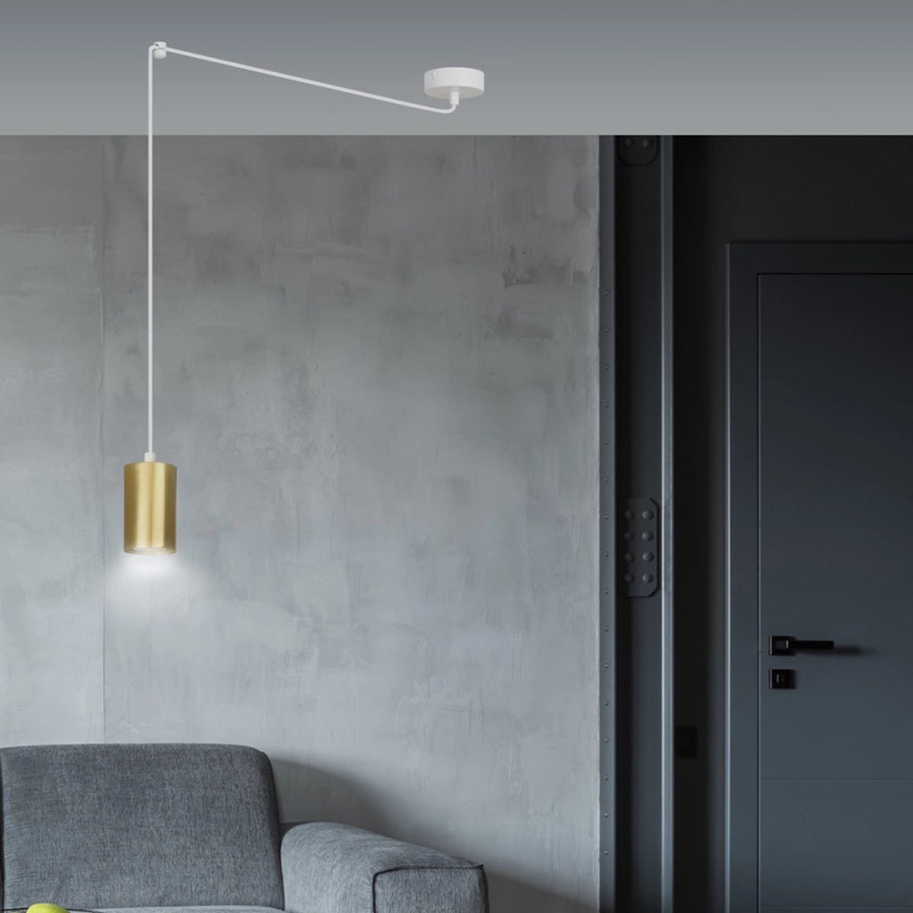 Lampada a sospensione TRAKER in acciaio bianco e oro