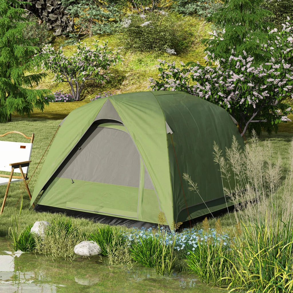 Tenda da Campeggio per 3 Persone Impermeabile 200x200x135H cm Impermeabile con Tasca e Gancio per Lanterna Verde