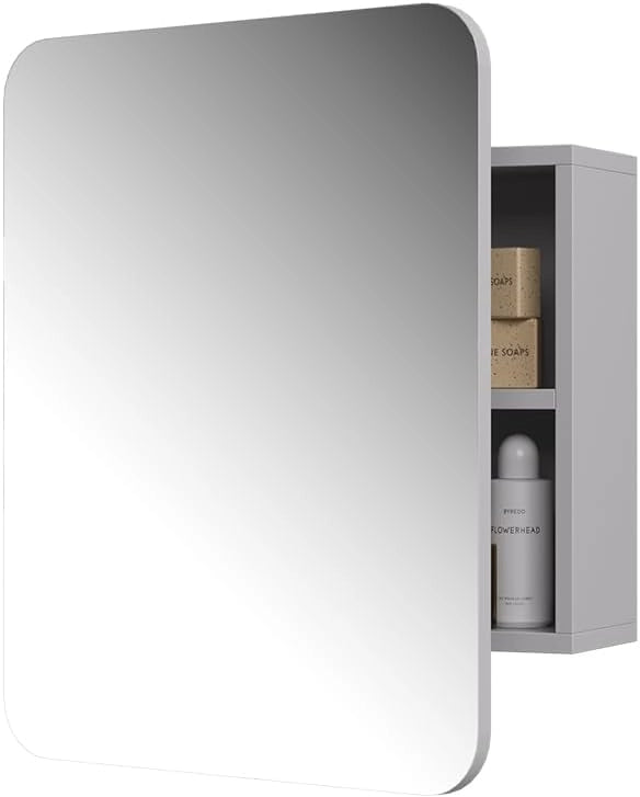Specchio contenitore bagno Zino, Bianco, 60 x 50 cm con ripiani, Ordine ed eleganza per ogni bagno