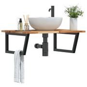 Ripiano a Parete per Lavabo in Acciaio e Massello di Acacia 3302923
