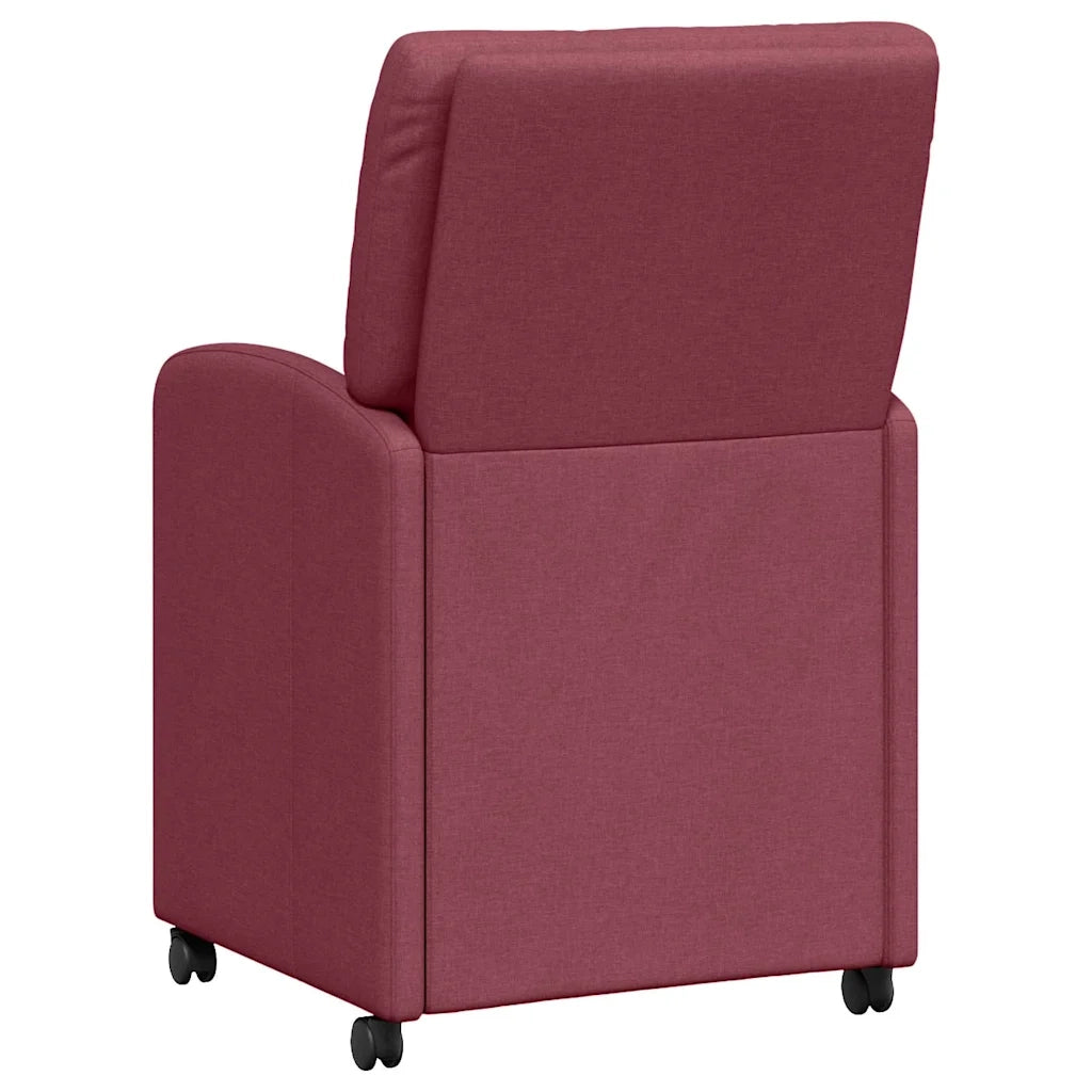 Sedie da Pranzo con Ruote 2 pcs Rosso vino 57 x 67 x 95 cm
