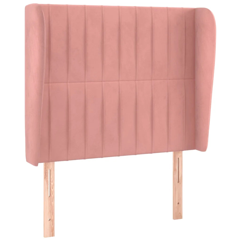 Testiera | Testata ad Orecchio Rosa 103x23x118/128 cm in Velluto