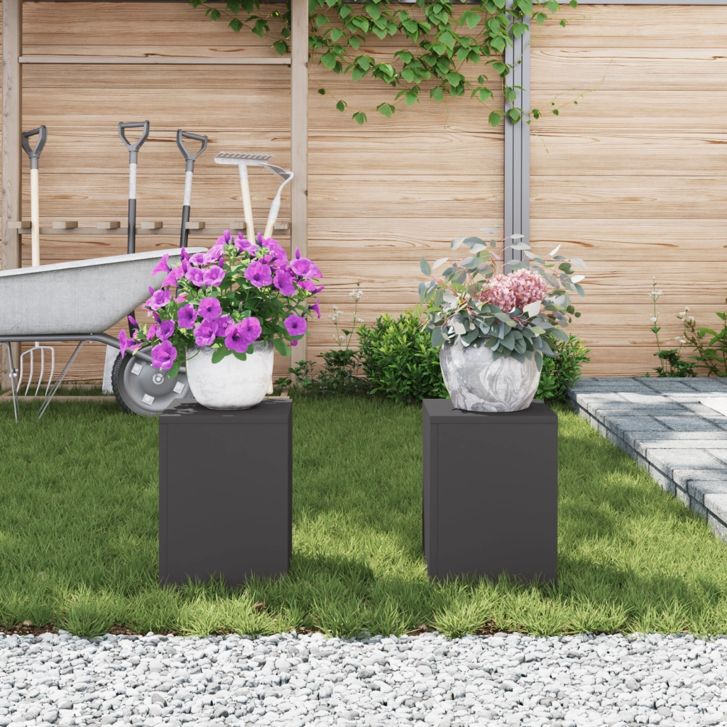Stands per Piante da Esterno Pilastri 2 pz Nero 24x24x35 cm Acciaio