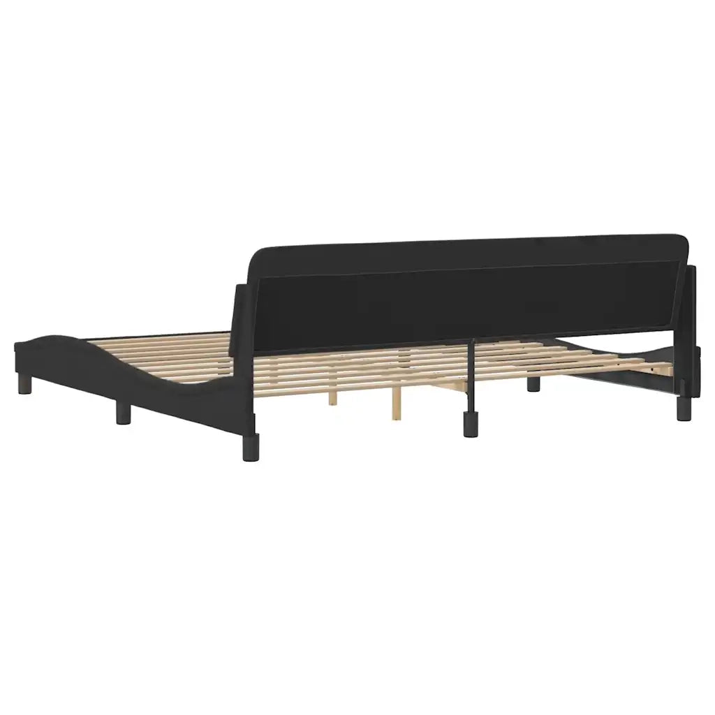 Letto matrimoniale | Letto per adulti | Giroletto Dover Nero 200x200 cm in Tessuto