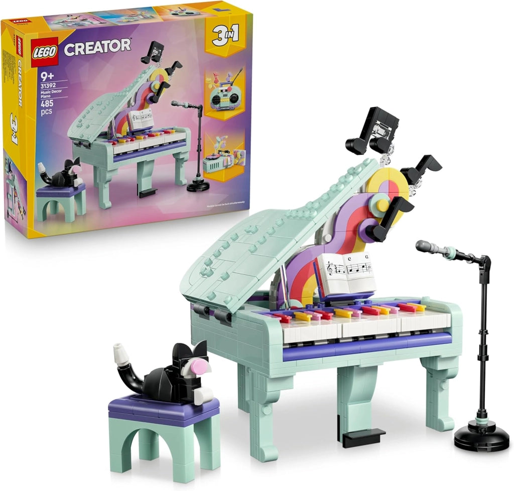 LEGO Creator 3 in 1: Pianoforte Decorativo con Gatto Giocattolo - Kit Modellismo Retro Trasformabile in Radio o Giradisc