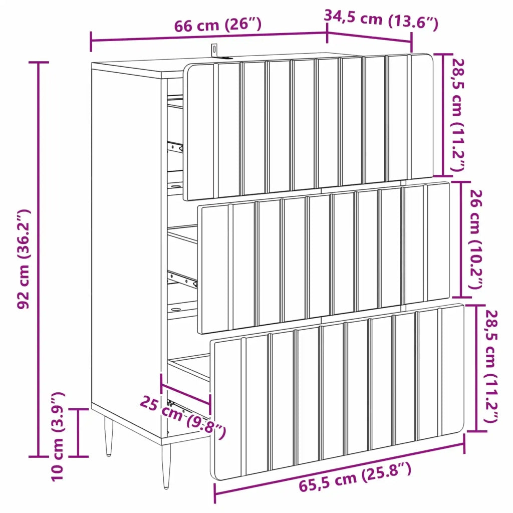 Mobile con Cassetti Rovere Artigianale 66 x 34,5 x 92 cm 894384