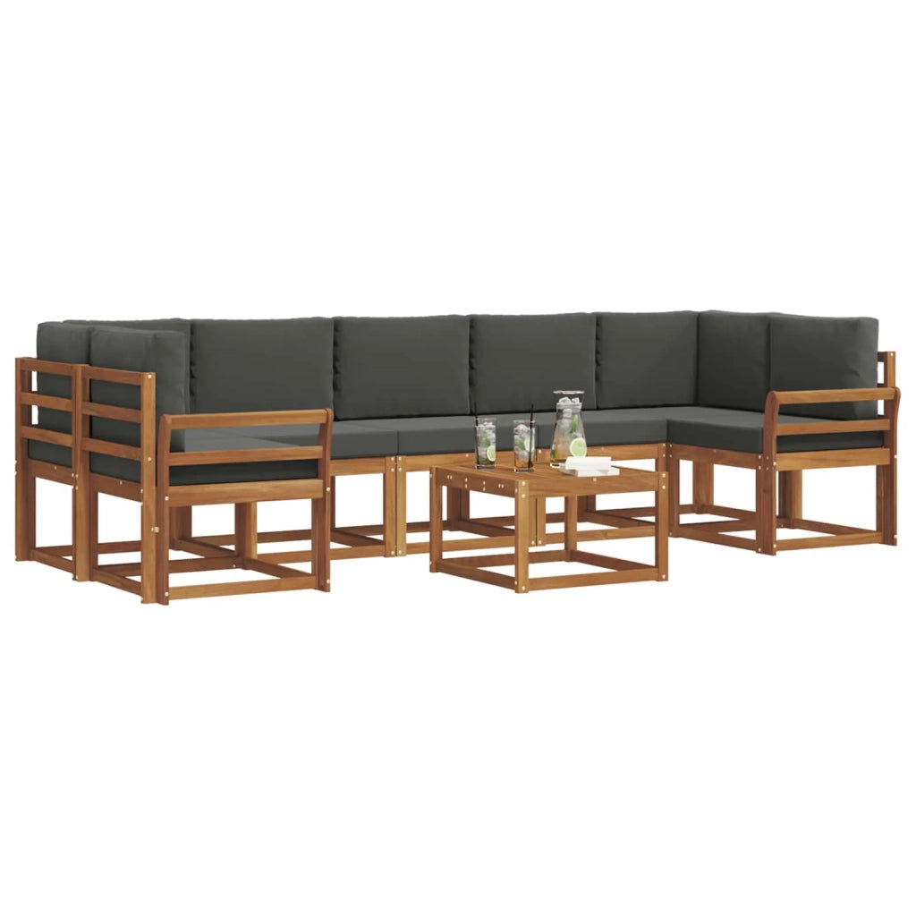 Set di divani da esterno con cuscino 8 pcs Naturale e Antracite