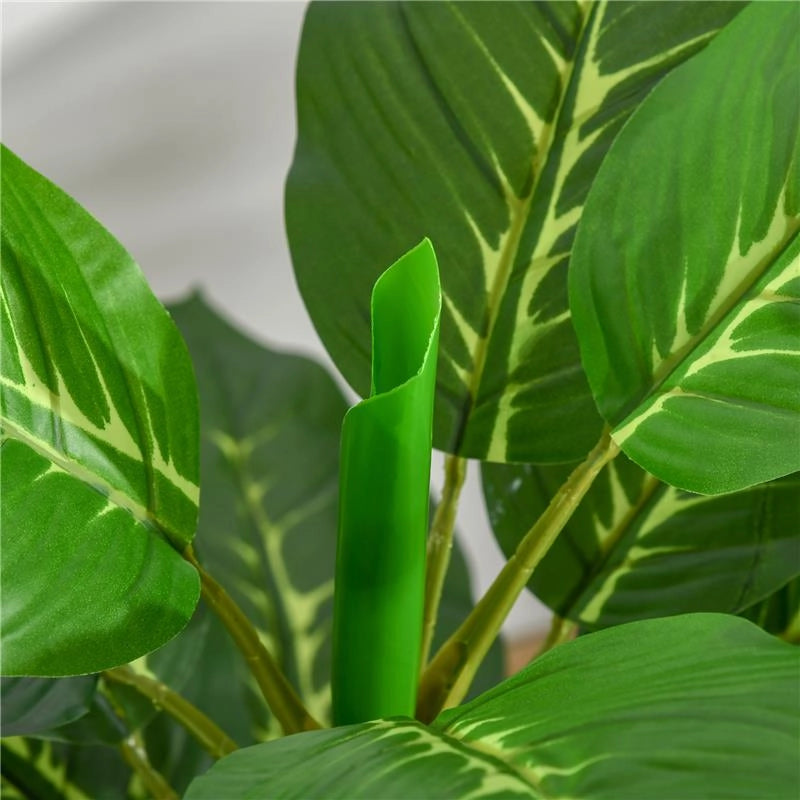 PIANTA VERDE ARTIFICIALE DA 95 CM E 33 FOGLIE CON VASO NERO Ø15X13 CM, IN PEVA, PE E CEMENTO