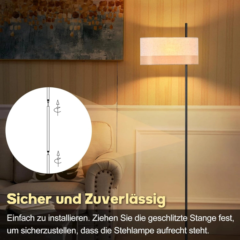 ZMH Lampada da terra vintage 1 luce E27 interruttore pedale per soggiorno