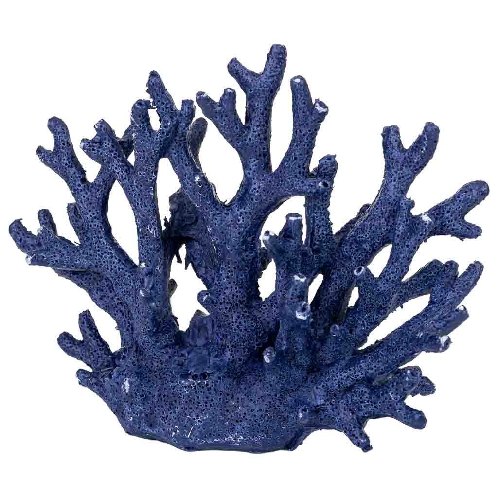 Statuina decorativa in resina blu a forma di corallo, 18,5x7x12 cm