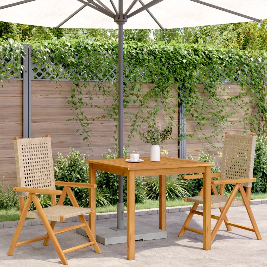 Sedie da Giardino 2 pz | Sedie da Esterno Beige Legno Massello Acacia e Polyrattan