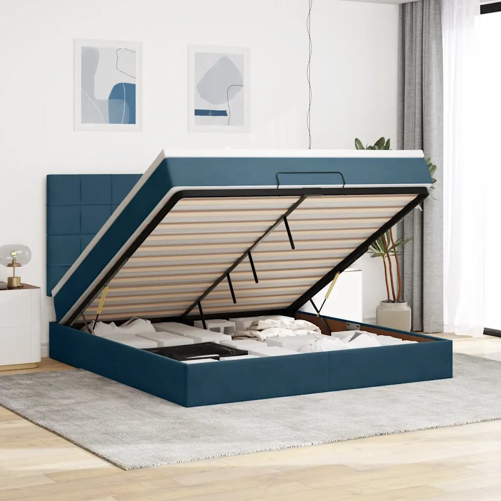 Struttura Letto Pouf con Materassi 160x200 cm Velluto