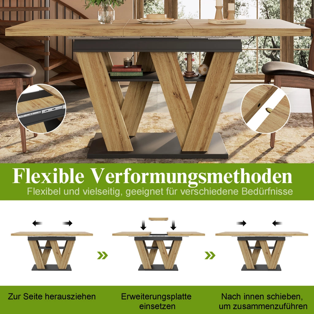 TAVOLO ALLUNGABILE 119-158,5 x 80 x 75 cm MDF Nero/Naturale