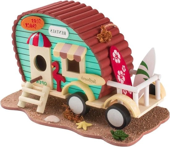 Abitazione per uccelli in stile caravan - decorativa per giardino e balcone - 1 pezzo